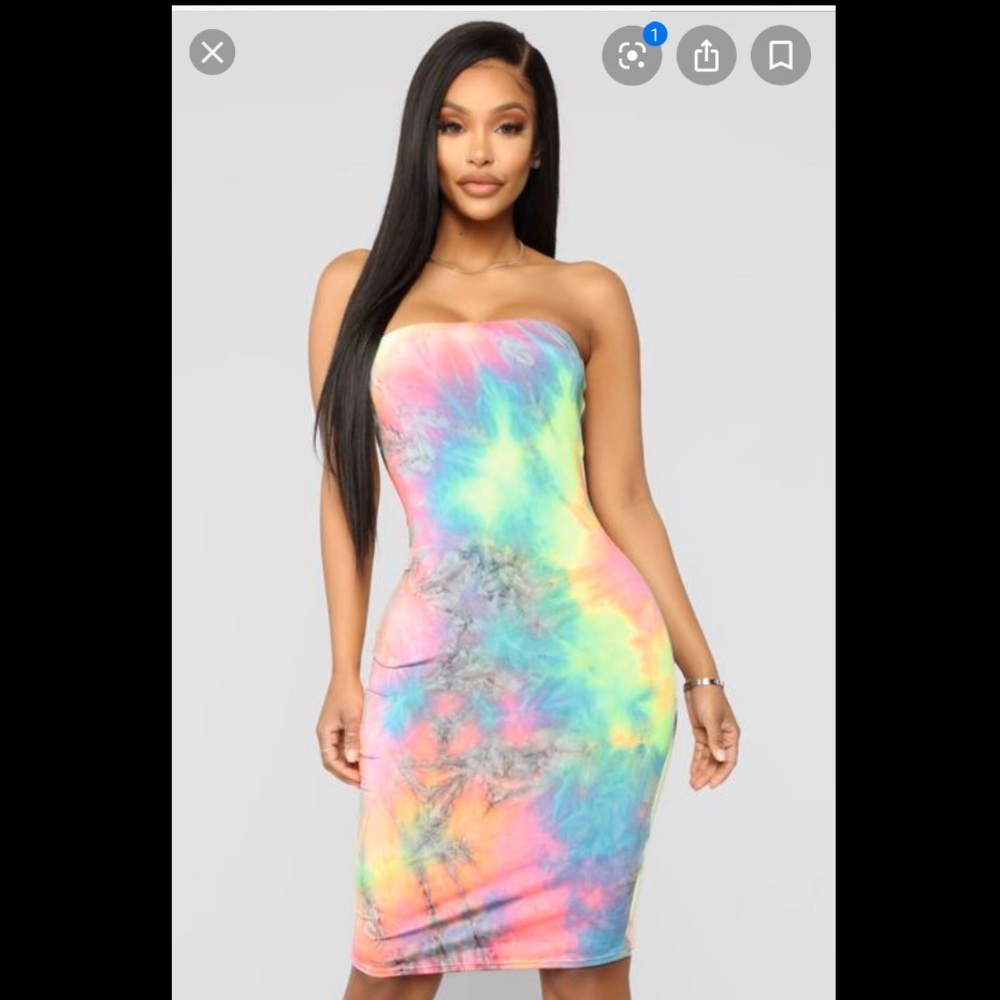 Fashion Nova Tie Dye Tube Top Dress
